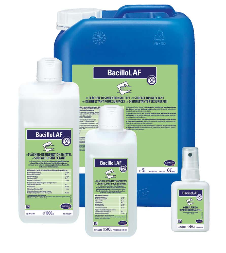 Gruppenbild Bacillol® AF Alkoholisches Flächendesinfektionsmittel