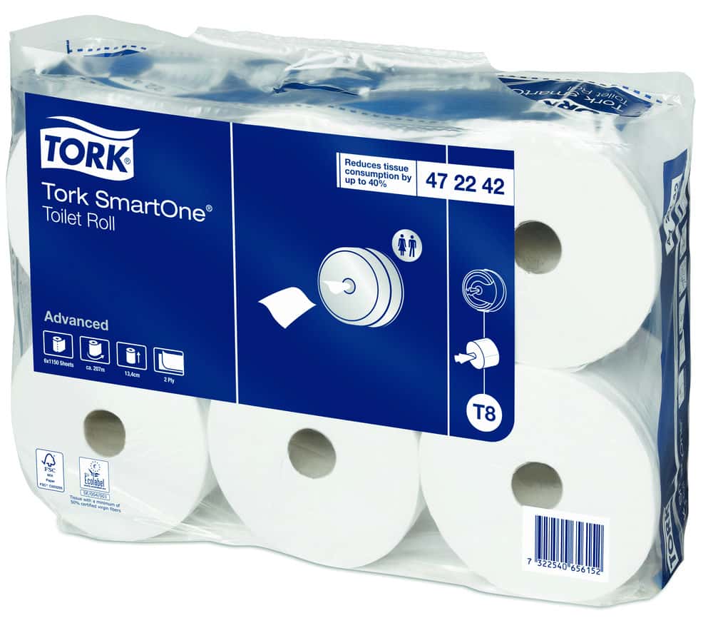 TORK SMARTONE Toilettenpapierrolle, 2-lagig, weiß, 6 Rollen