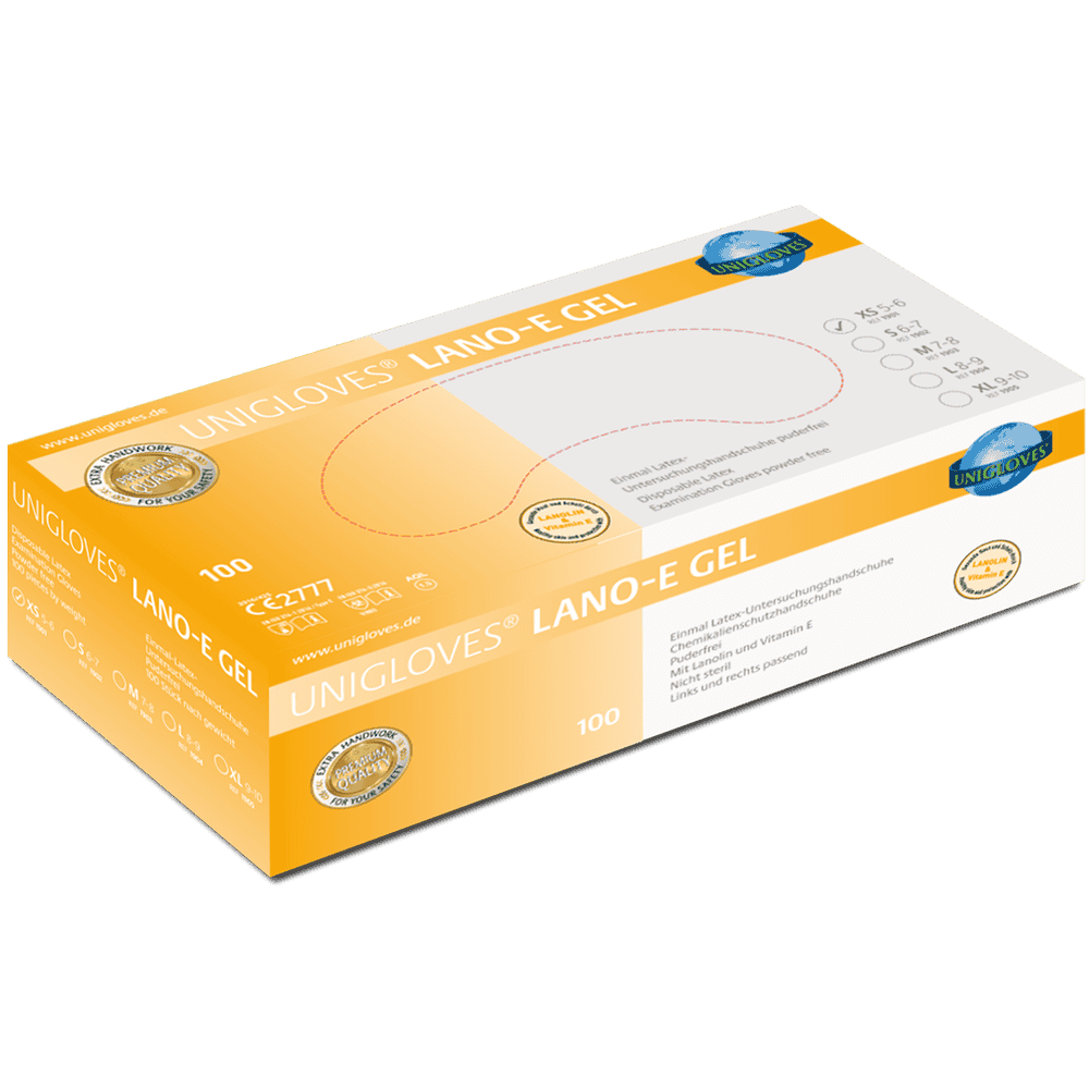 Unigloves® Lano-E Gel Latexhandschuh - Der Pflegende