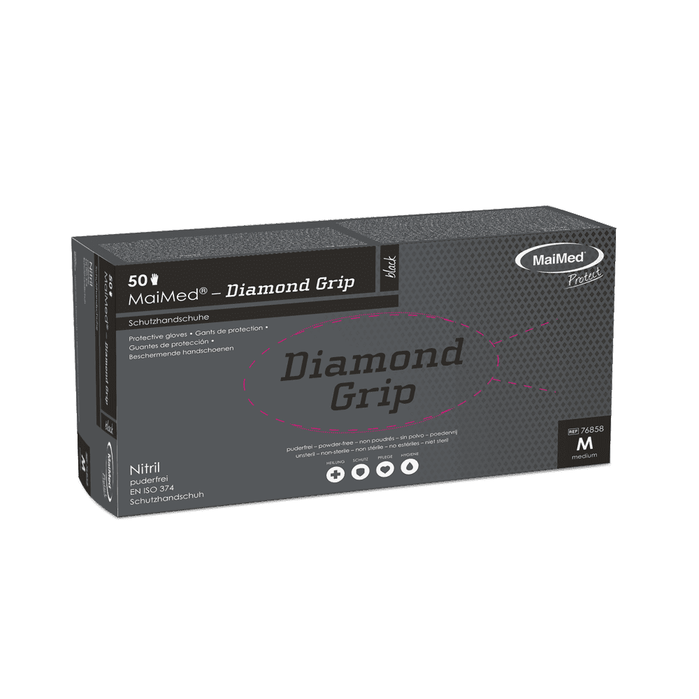 MaiMed-Diamond Grip black, Nitril-Schutzhandschuh MaiMed-Diamond Grip black, Nitril-Schutzhandschuh