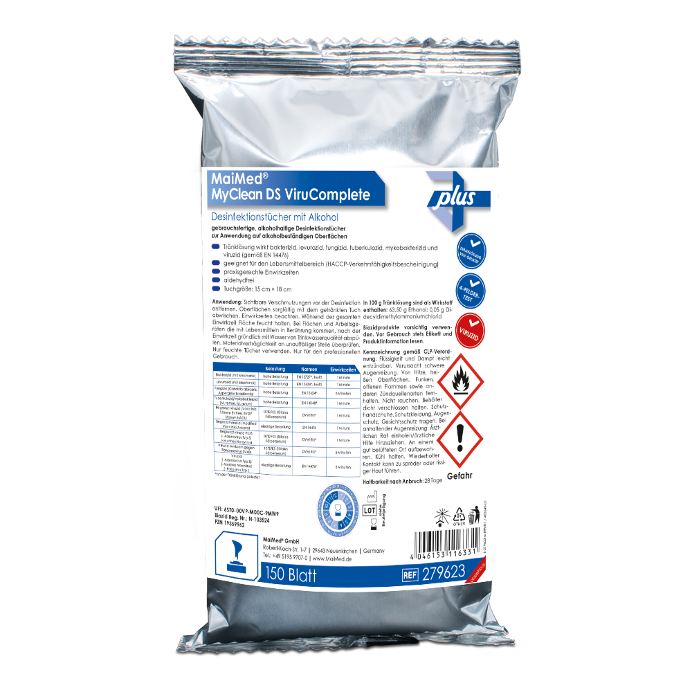 MaiMed MyClean DS ViruComplete - Desinfektionstücher MaiMed MyClean DS ViruComplete - Desinfektionstücher