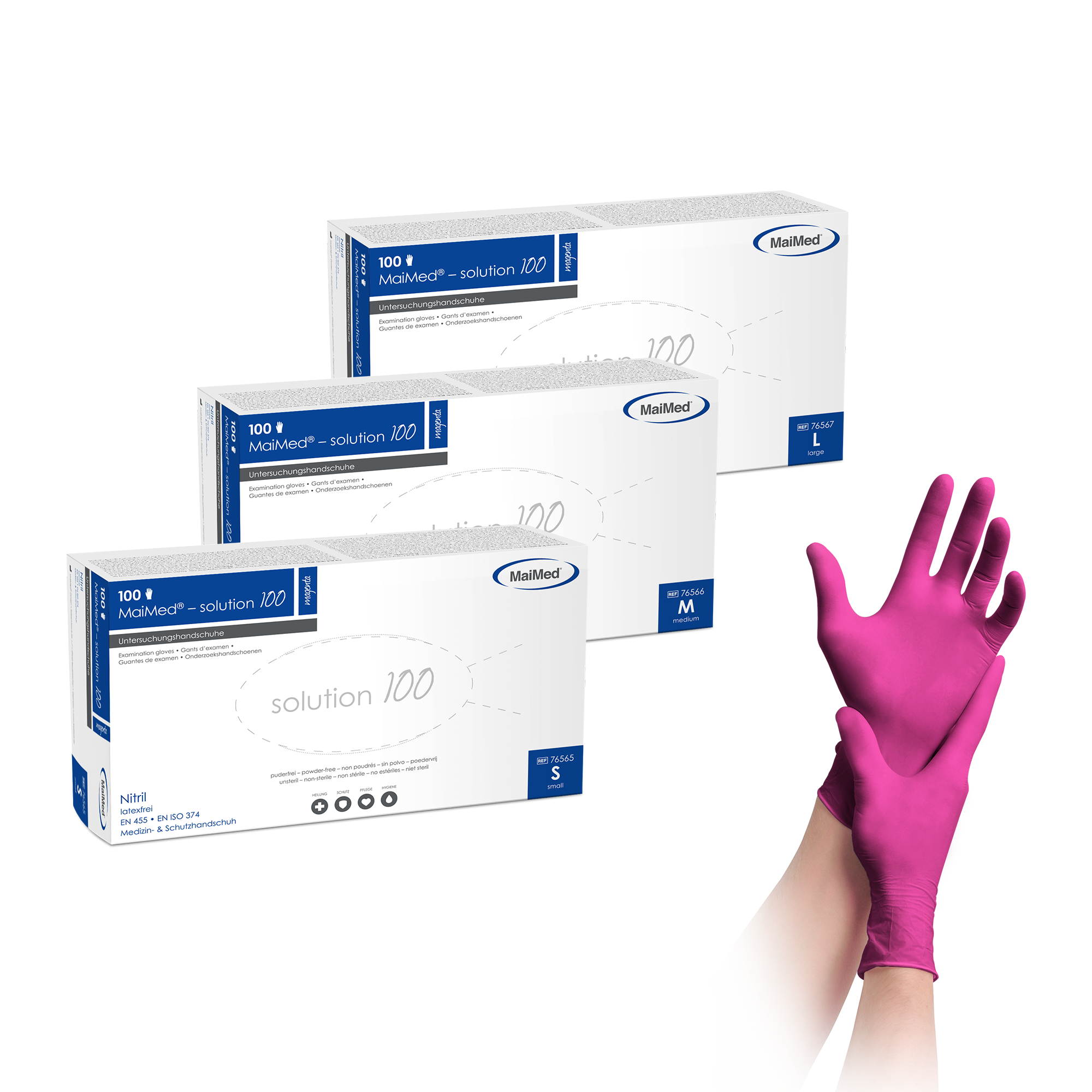 handschuhe, untersuchungshandschuhe, nitril, lila, boxen