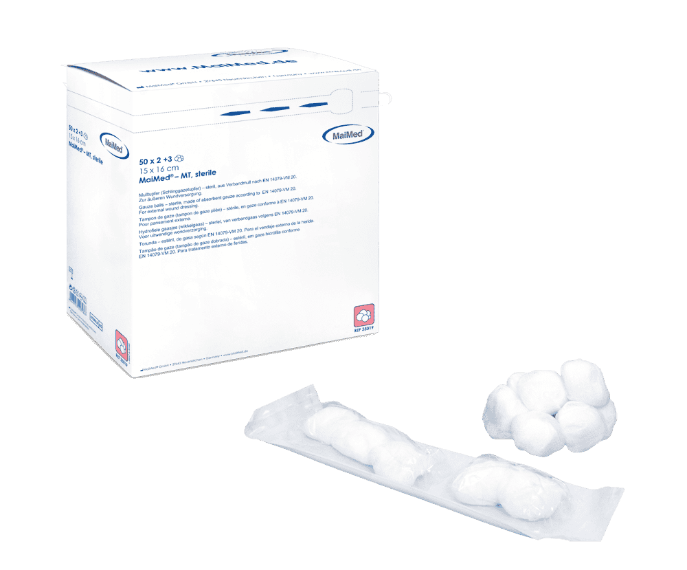 MaiMed® – Mulltupfer Steril, Walnussgroß 50x(2+3)