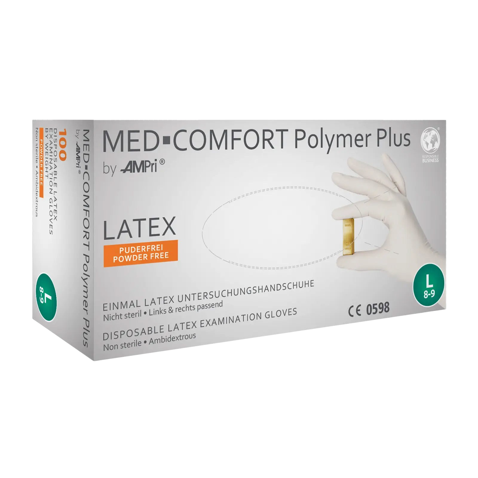 Med-Comfort Polymer Plus Latexhandschuh Visitenkarte, Papier, Text