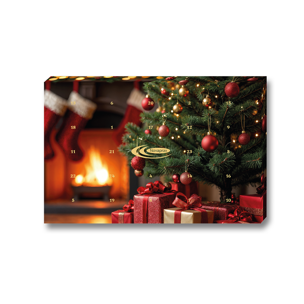 Novaprax Adventskalender mit leckeren Knusperkugeln Kamin, Drinnen, Pflanze, Baum, Weihnachtsdekorationen