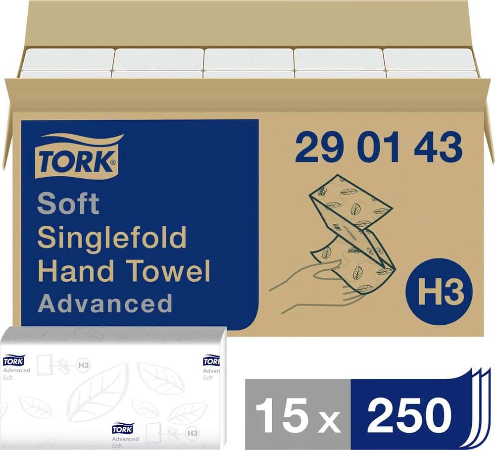Tork Advanced Handtuchpapier H3, Zickzack-Faltung, 2-lagig, hochweiß, extra-weich