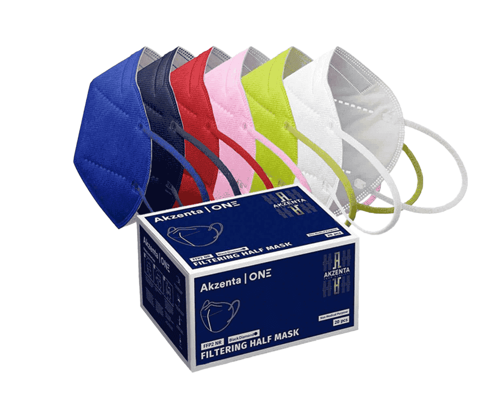 Akzenta FFP2 Faltmaske, ohne Ventil, in Farbe, 20er Box