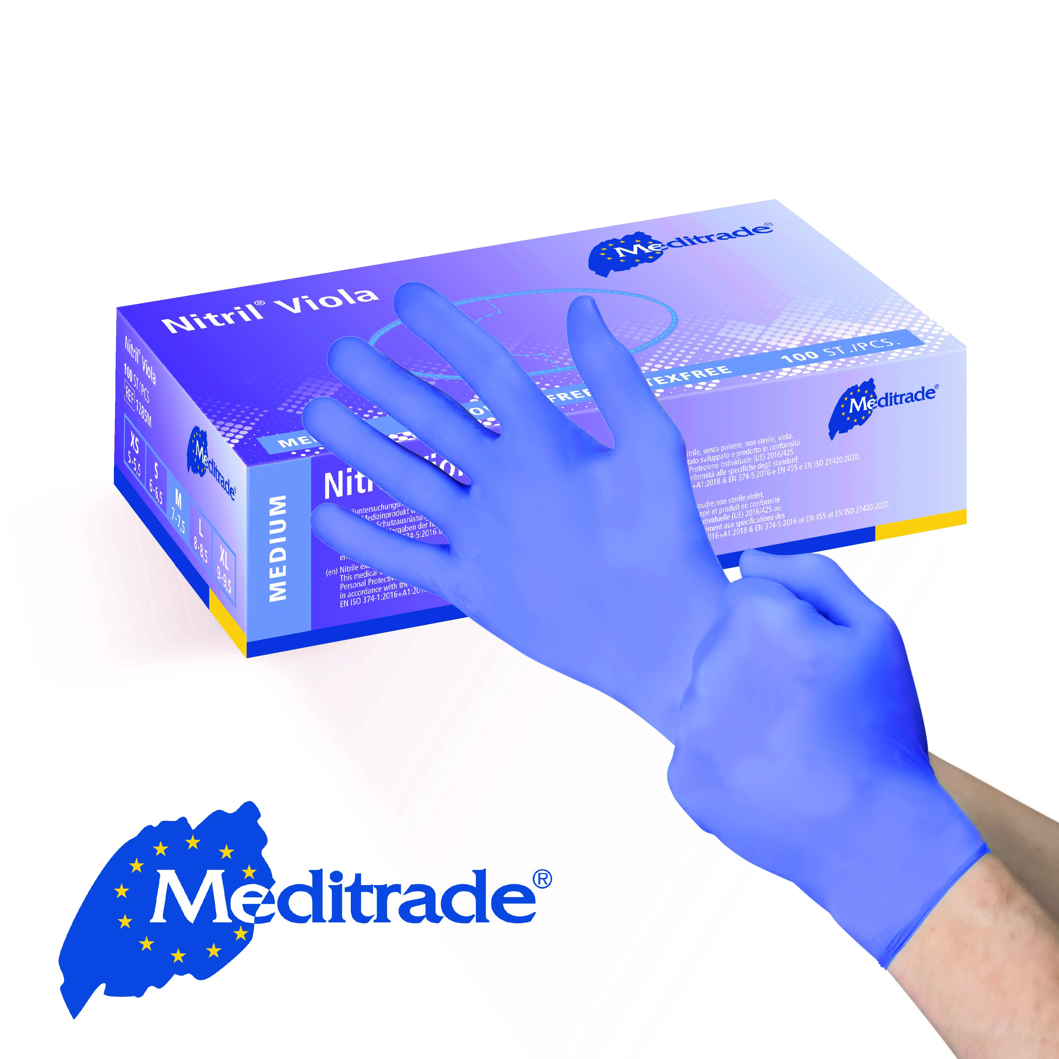 Meditrade Nitril Viola Bekleidung, Handschuh, Kiste