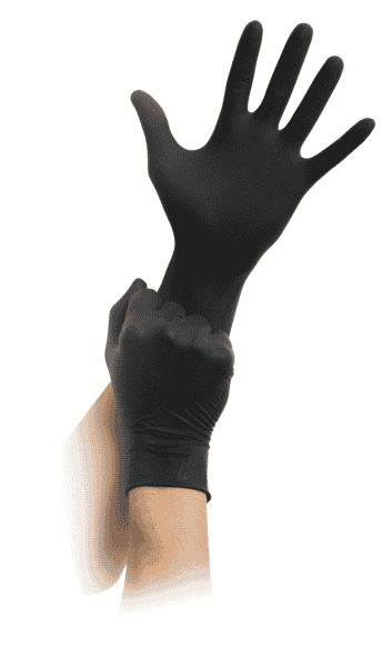 MaiMed-BlackLX_angezogen55cc5053ad981 MaiMed® - Black LX Latexhandschuh (schwarz)