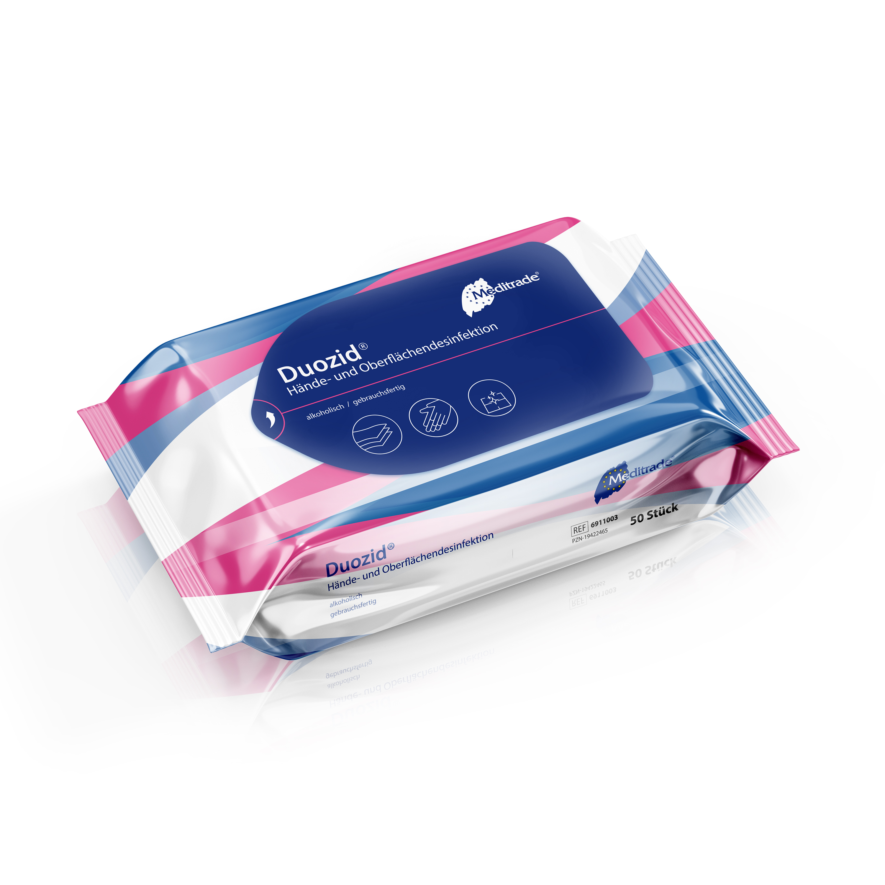Hände- und Oberflächeninjektion, Desinfektionshandtücher, Feuchttücher, Duozid, Meditrade