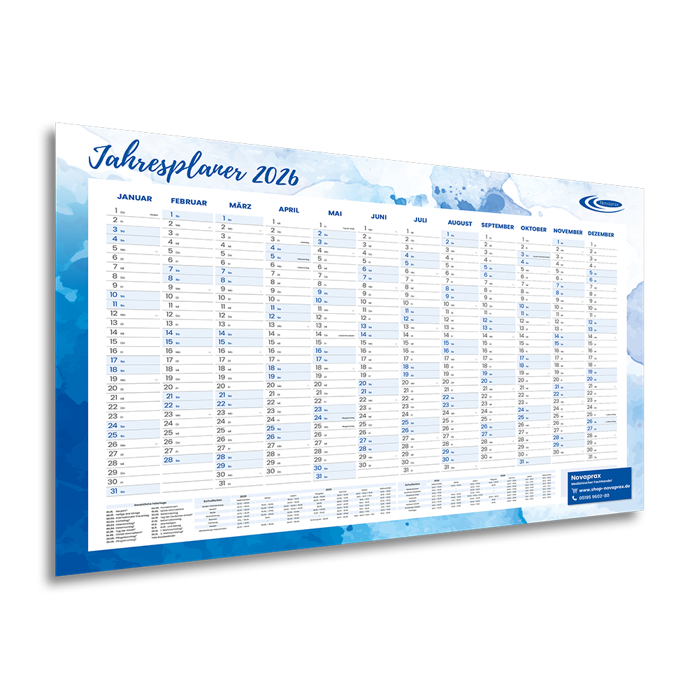 Novaprax Jahresplaner 2026 Text, Kalender